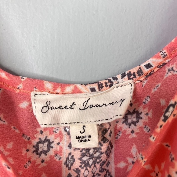 SWEET Journey Peachy Pink Casual Crepe Satin Sleeveless Mini Ruffle Dress Size S - Picture 7 of 12